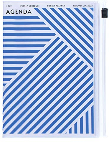 MARK'S 2021/2022 Taschenkalender A6 vertikal, Geometric Pattern // BLUE: Von September 2021 bis Dezember 2022