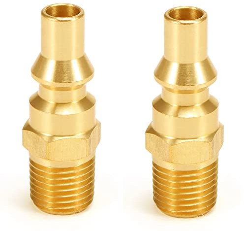 ANPTGHT 2PCS Propane Quick Connect Fitting Full Flow Male Plug with 1/4 Inch Male NPT Thread, Natural & Propane Gas Hose Plug for RV Portable BBQ