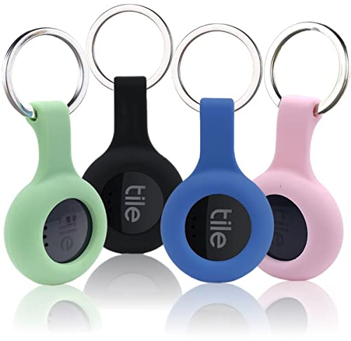Silicone Tile Sticker Cover 2022 with Key Fob Accessories for Connecting Finder, Protective Cover for Tile Stickers, Pet Dog Collar, Necklace, Secure Holder (Black, Green,