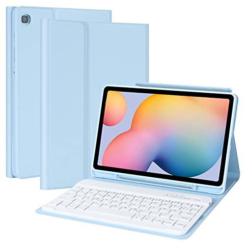 Tastatur Hülle für Samsung Galaxy Tab S6 Lite 10.4 2024/2022/2020 (Model: SM- P620 /P625 /P610 /P613 /P615 /P619), Keyboard Case mit Stifthalter und Magnetisch Abnehmbarer Deutscher Tastatur