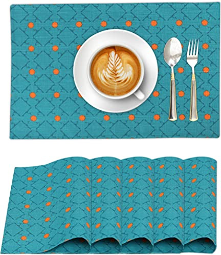 Ruvanti Placemats 100% Cotton, 13x19 Inch, Set of 6 Modern Place Mats for Dining Table Decor, Kitchen & Table Linens, Coffee Mat for Christmas Dinners - Combo