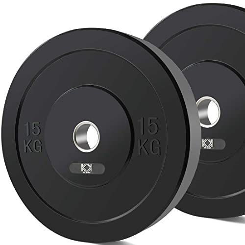 KK Rubber Weight Plate Set - 2 Inch Bumper Weight Plates – Durable Barbell Weights Set - Dumbbell Plates For Training & Weightlifting – Weight Disc Pair Olympic Weight Plates For Home Gym – 2 X 15kg