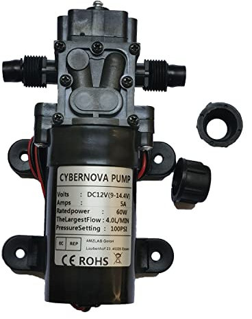 CYBERNOVA DC12V 100 PSI 4.0L / m Pompe à membrane haute pression Pompe à eau auto-amorçante Pompe d'irrigation pour camping/camping-car/jardin/véhicule/nettoyage de camping-car/irrigation