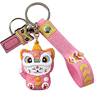 JAWSEU Maneki Neko Katze Schlüsselanhänger Ring, Silikon Glückskatze Schlüsselbund, Auto schlüsselanhänger, Niedlichen Tier Maskottchen Schlüsselanhänger, Schlüsselanhänger Dekor