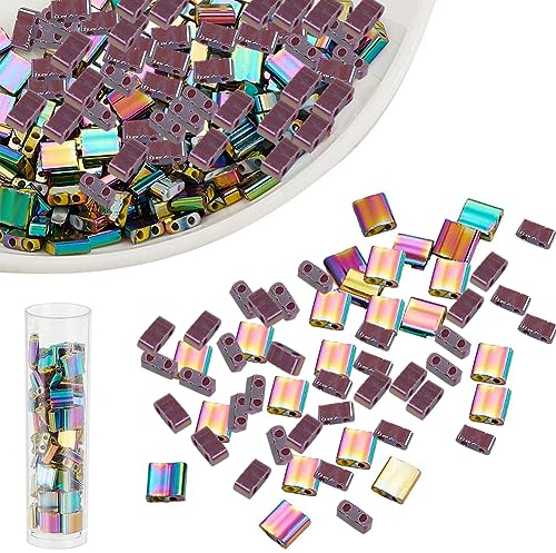 nbeads Ca. 336 Stück Tila Perlen Halbe Tila Perlen, 5x5mm/5x2mm 2-Loch Glas Rocailles Regenbogen RecMini Perlen Japanische Glasperlen Für Armband Halskette Ohrring Schmuckherstellung