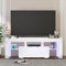 LEADZM Meuble TV LED Laqué 130x35x45 cm avec Rangement en Verre, Convient au Salon ou à la Chambre Blanc (Blanc)
