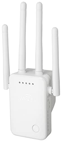 Estensore WiFi, Amplificatore di Segnale Internet per Casa, Ufficio, Ripetitore WiFi con 4 Antenne, Amplificatore di Segnale WiFi da 2,4 GHz, Design con Presa a Muro,