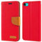 Oxford Stoff und PU Leder Flip Handyhülle Kompatibel mit iPod Touch 5, Robuste Klapphülle mit Kartenfächern und Magnetverschluss (Rot)