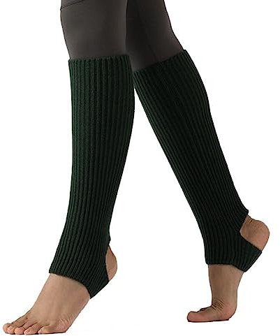 Yurosiay Gestrickte Ballett Stulpen 43cm Tanzstulpen Mädchen Damen Winter Warm Beinstulpen Strick Mit Fersenloch Weich Legwarmer Beinwarmer Stulpen für Yoga Ballett Tanz Fitness Dunkelgrün
