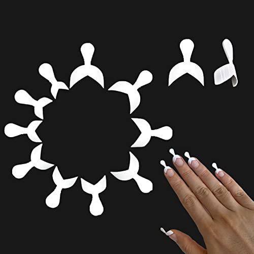 NOVO OVO 500 pcs V Shape White Extra Short French Nail Tips, Half Cover False Nail Extension Sticker for Acrylic, Square Oval Deep Smile Line Shaped Fake Nails Manicure Tool for Salon DIY, 10 Sizes