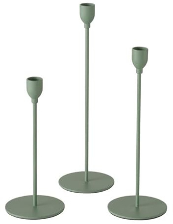 Kerzenleuchter Malte grün, 3 TLG. / Kerzenständer Set