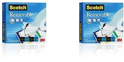 Scotch Removable Klebeband, 1 Rolle matt 19 mm x 32.9 m. - wiederablösbar, unsichtbar, beschriftbar und schattenfrei kopierbar (Packung mit 2)