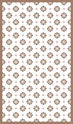 DobleUve Estudio Alfombra Vinílica Hidráulica 34 | Color Marrón | 65x240 cm | Alfombra Cocina Lavable Antideslizante | Alfombra Vinilica | Suelo Vinílico | Alfombra Vinilo Salón