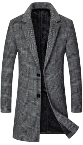 Cappotto Da Uomo In Misto Cashmere Giacca A Vento Da Lavoro Monopetto Lunga Autunnale