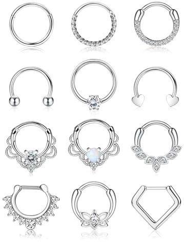 YADOCA 12pcs 16G Septum Rings for Women Men Nose Piercings Jewelry