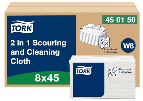 Tork 2-in-1 Scheuertuch Weiß W8, wiederverwendbar, 360 Tücher, 450150