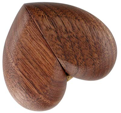 AVFORA Herz-Ring, Herz-Ring, Holz-Ehering-Box, herzförmig, handgefertigt, antikes Ehering-Etui, Ringträger-Schmuck, Geschenk-Etui for Verlobung, Hochzeit, Ehe, brauner Antragsring, Vintage-Ringe