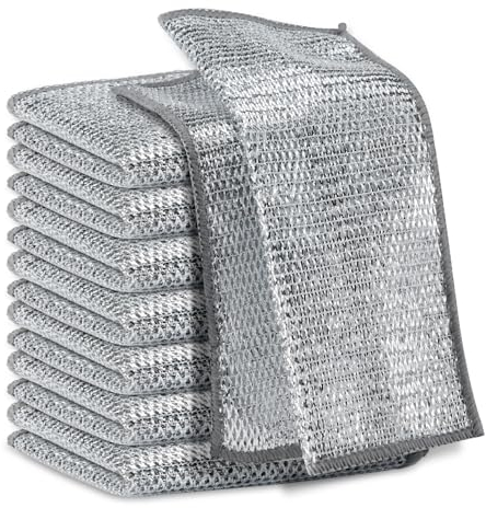 DyPinYise Multipurpose Wire Miracle Cleaning Cloths, Magnifying Wire Dishwashing Rags for Wet and Dry Mesh Microfiber Cleaning Cloth for Metal, Kitchen, Dishes
