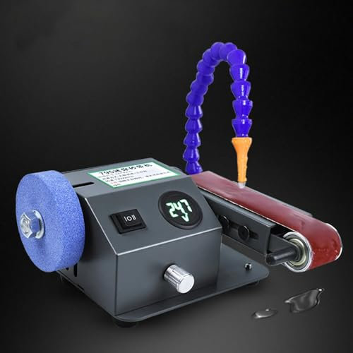 Jieotwice Mini Elektro Messerschärfer Trocken Und Nass Dual Purpose Bandschleifer Schleifmaschine Schleifen Polieren Schleifmaschine Geschwindigkeit 0–13.000 U/Min AC 100-240V