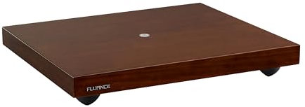Fluance IB40 Turntable Isolation Base Anti-Vibration Wood Platform for Enhanced Sound Clarity and Superior Damping with Height Adjustable Feet, Bubble Level, Universal Compatibility- Natural Walnut
