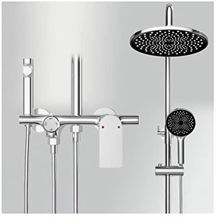 Regenduschsystem mit Wannenauslauf Duscharmatur-Set Wandmontage Dusch-Kombi-Set Höhenverstellbar Regendusch-Set mit Handbrause, runder Duschkopf, Bidet-Nebel, Chrom (Krom A)