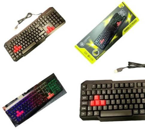 Creative Mind Gaming Keyboard, Mouse, Mouse Pad and Headset, Wired LED RGB Backlight Bundle for PC Gamers - 4 in 1 Gift Box Edition Hornet (Only Gaming Keyboard Black), CM4in1Combo