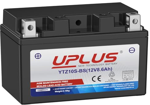 UPLUS ATV Battery UPZ-10-4-2 Replacement for YTZ10S-BS, 12V 8.6Ah Scooter Snowmobile UTV Motorcycle Battery Maintenance Free - Sealed Agm Powersports Batteries