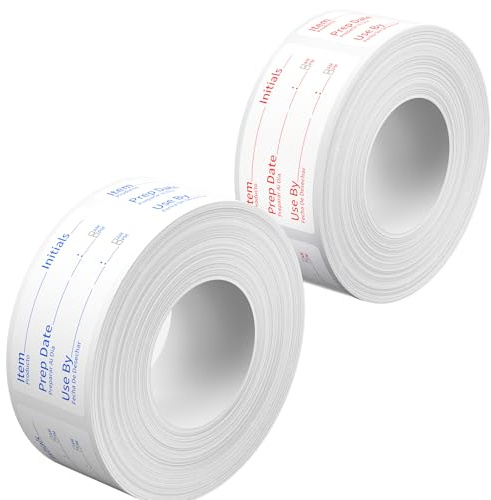 2 Rolls 1200 Pieces Removable Food Stickers, Easy Peel Off Food Freezer Lables, Perfect for Labeling and Organizing, Reminder Food Storage Labels