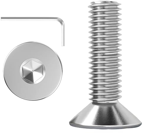 ORTAVA 20 viti a testa svasata M4 x 14, viti a testa piatta, esagono incassato in acciaio inox A2 V2A, filettatura completa con chiavi a esagono incassato