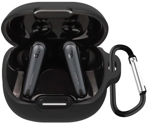 KANOYO Silikon Hülle für Anker Soundcore Liberty 4 NC Hülle Kopfhörer Case und Schutzhülle Kompatibel Soundcore Liberty 4 NC Silikon Cover,Stoßfeste Schutzhülle,Kratzfest - Schwarz