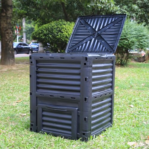 Gtzly Komposter Garten 300 L aus Bpa-Freiem Material, GartenkompostbehäLter for den AußEnbereich, Schnelle Schaffung von Fruchtbarem Boden, Leicht, Schwarz