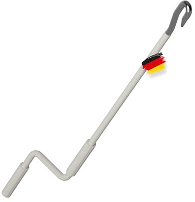 BAUHELD® Markisenkurbel mit Fleischer-Haken [Made in Germany] - Markisenstange mit Pulverbeschichtung [120cm] - Hochfester Handgriff aus Kunststoff - Kompatibel mit ovalen Markisen-Ösen - RAL 9010