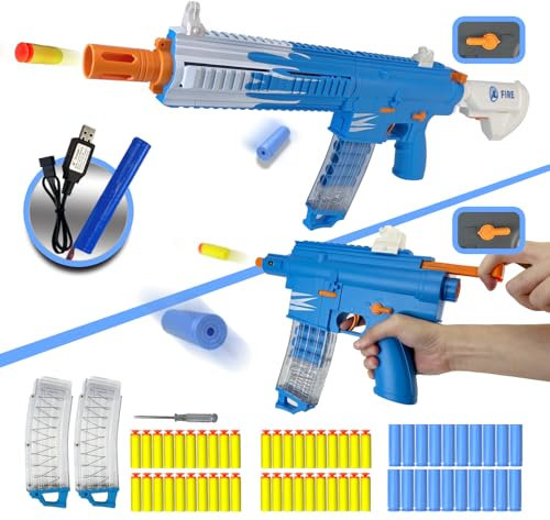 Automatische Spielzeugpistole, 2-in-1-Modus elektrische Spielzeugpistole, Schaumstoffspielzeugpistole, Schießspielzeug, geeignet für Kinder oder Erwachsene (Blau)