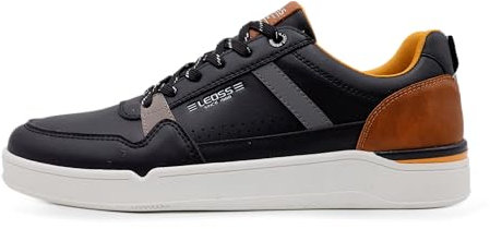 Uomo Sneakers Leggere Traspiranti Scarpe Trekking Tennis Scarpe Pelle Casual Ginnastica Passeggio Sneakers Casual Basse Scarpe MU9575-1 (Nero,42)
