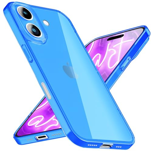 NALIA Neon Silikonhülle für iPhone 16 - Hülle, Blau | Rutschfester Grip in der Hand, Kabelloses Laden, Bündiger Kamera-Abschluss, Erhöhter Rand zum Ablegen, VIBE