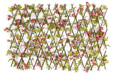 XUCZHAI Erweiterbarer Spalierzaun aus Holz, Hecke mit künstlichen Blumenblättern, Sichtschutz for Gartenzaun, Hinterhof