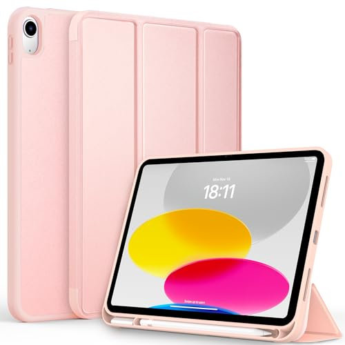 CACOE Custodia Cover Compatibile con iPad 11a Generazione (A16) 11 (2025) / iPad 10a Generazione 10.9 (2022) (A2757/A2777), Ultra Sottile Retro Cover con Portapenne,Oro Rosa