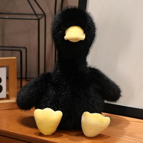 champracer Kuscheltier Ente, Nachahmung Nerz Plüschtier Ente, Duck Plüschtier, Niedliche Plüsch Ente, Flauschiges Ente Stoffpuppe, Geschenk für Kinder (40cm,Schwarz)