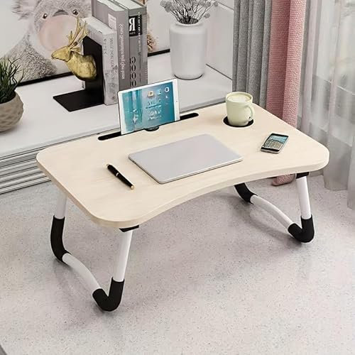 Mesa Plegable para Portátil Escritorio para Cama o Sofá Bandeja Multifuncional para Estudio, Trabajo, Desayuno Ideal para Jóvenes en Casa o Viaje (SIN Cajon, Arce)