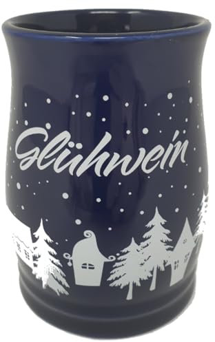 Van Well Glühweinbecher mit Weihnachtsmotiv in kobaldblau 200ml
