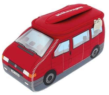 Brisa VW Collection - T4 Bulli Bus Kulturbeutel Kosmetiktasche | Volkswagen Universaltasche Waschbeutel, Wasserabweisend Aufhänghaken 4 Netzfächer für Reisen, Bad, Neopren, Blau Groß