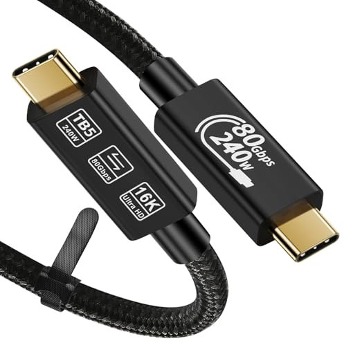 Cable de datos USB tipo C de 80 Gbps, 240 W, carga rápida, cable de video de 16 K, cable de extensión USB C de almacenamiento de datos de alta velocidad