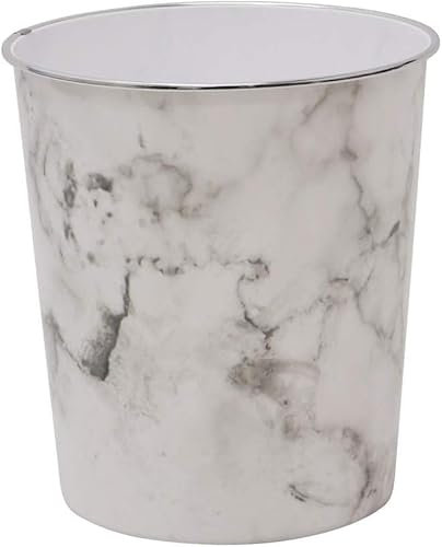 VIVAAS 9 Litre Plastic Marble Waste Paper Basket Bin Round Waste Basket Trash Can Lightweight Recycling Rubbish Bin for Home Office Kitchen Bedroom, Garbage Container Dustbin