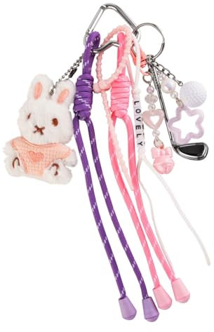 Georgie Porgy Taschenanhänger Schlüsselanhänger Handtaschen Zubehör für Damen Bag Charm Schultasche Rucksack Sporttasche Keychain Geburtstagsgeschenk für Mädchen (Hase Golf Schön)
