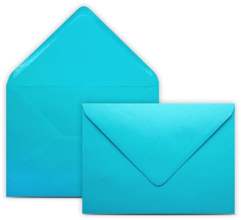 50 Briefumschläge DIN B6 Türkis - 12,5 x 17,5 cm - Kuverts mit 80 g/m² Nassklebung spitze Klappe - Umschläge ohne Fenster - Colours-4-you