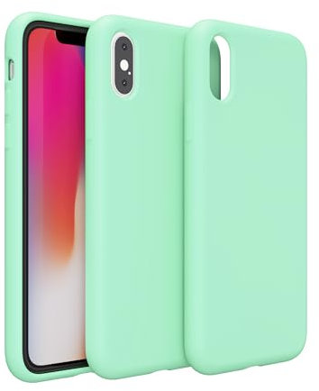 PinLiSheng Designed for iPhone X Case & iPhone Xs Case,Premium Liquid Silicone with [Soft Anti-Scratch Microfiber Lining] Shockproof Slim Protective Phone Case for Men Women,Mint Green