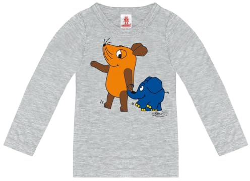 Logoshirt® Die Sendung mit der Maus Langarmshirt Kinder | Offiziell lizenziertes Maus- und Elefant-Motiv, lustiges Cartoon-Longsleeve für Mädchen und Jungen, 100% Baumwolle