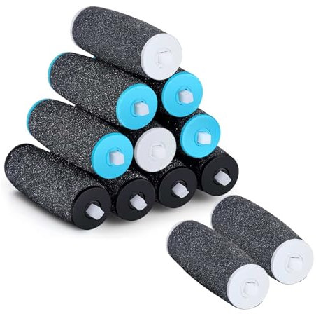 12 Pack Foot File Replacement Rollers for Electric Pedi Devices - Four of Each Extra Rough Hard, Medium Hard and GentleHard Skin Remover eack, Pedi Replacement Rollers for Hard Skin Remover