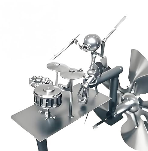 Handmade Metal Drummer Windmill,Schlagzeuger Windrad Garten Metall Gartenstecker Sculpture Windmühle Windspiel Windräder Garten Ornamente Trommler Windspinner Gartendeko (Silber)