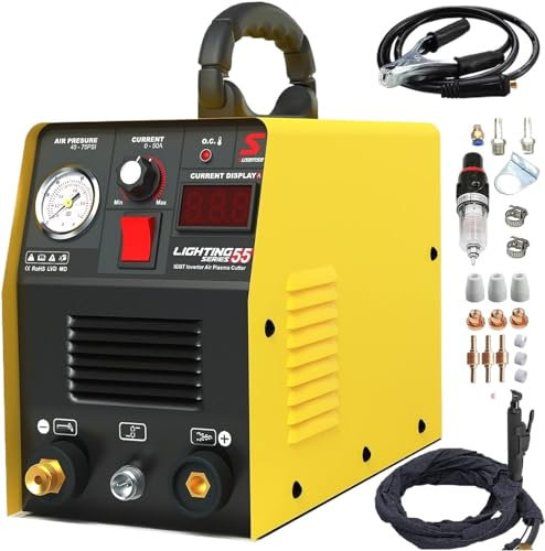 Taglierina al plasma, Taglierina al plasma 55 Amp HF IGBT Inverter Macchina da taglio al plasma ad aria portatile con accessori 12MM Taglio pulito for metallo